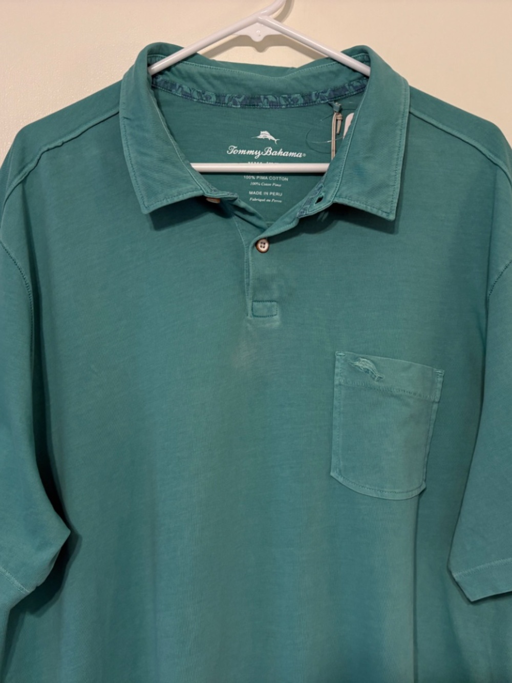 Tommy Bahama #T216106 Mens S/S Bahama Reef Polo Golf Shirt XXL/2XL Teal Logo NWT - Picture 2 of 9